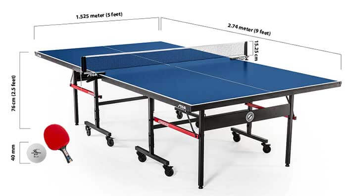 table tennis table sizes